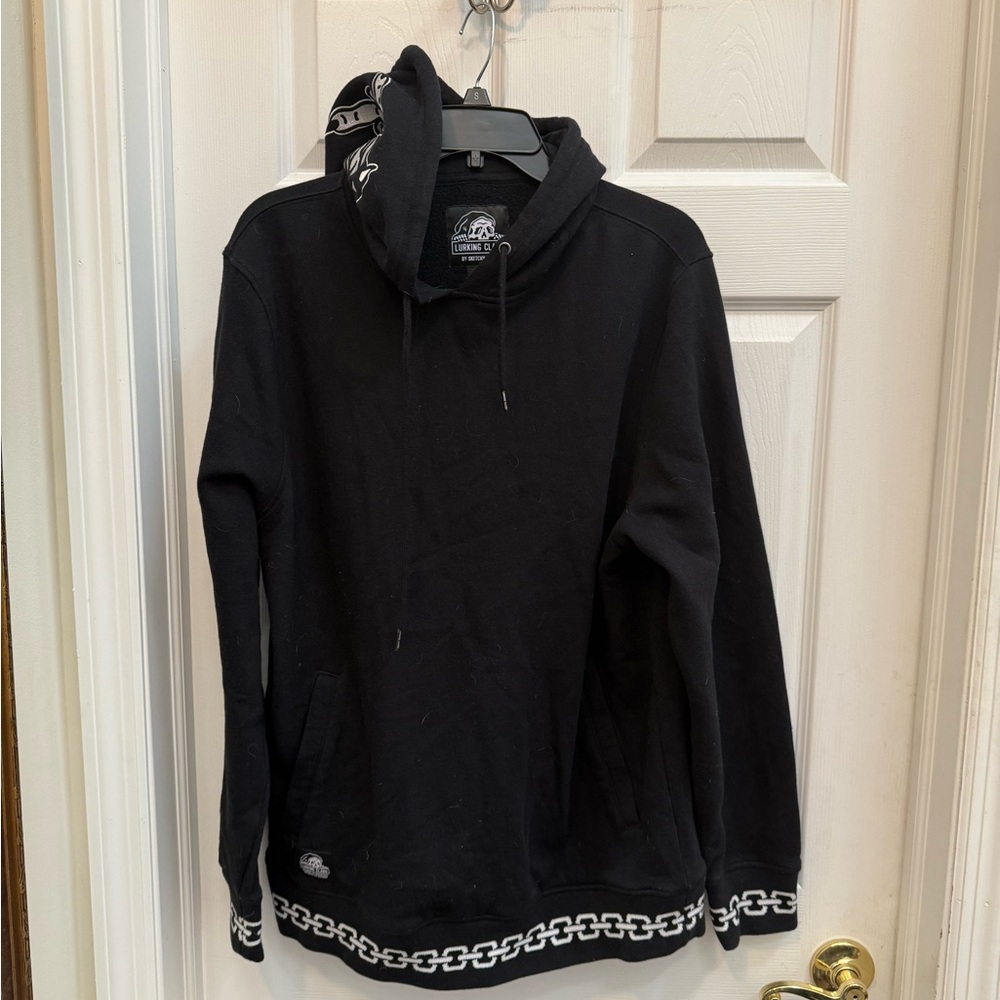 Black Hoodie with Chain Detail